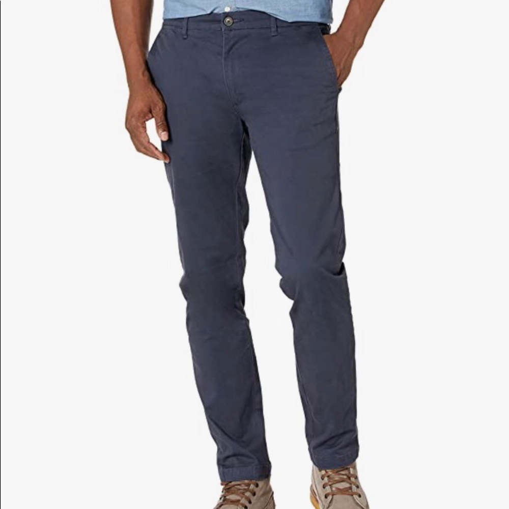 GOODTHREADS Mens skinny chino plants navy twill
